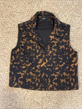 Theory Black Top with Brown Leopard Accents